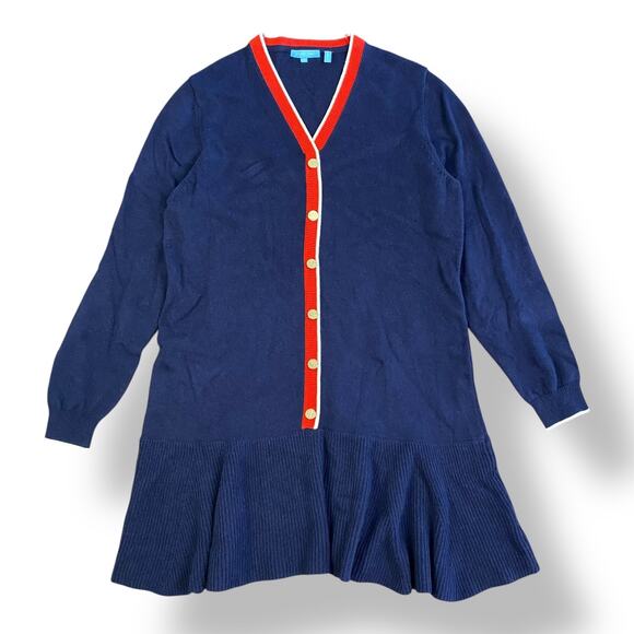 Tuckernuck‎ Draper James Nassau Navy Sweater Mini Dress Size XXL Knit Preppy - Picture 1 of 9